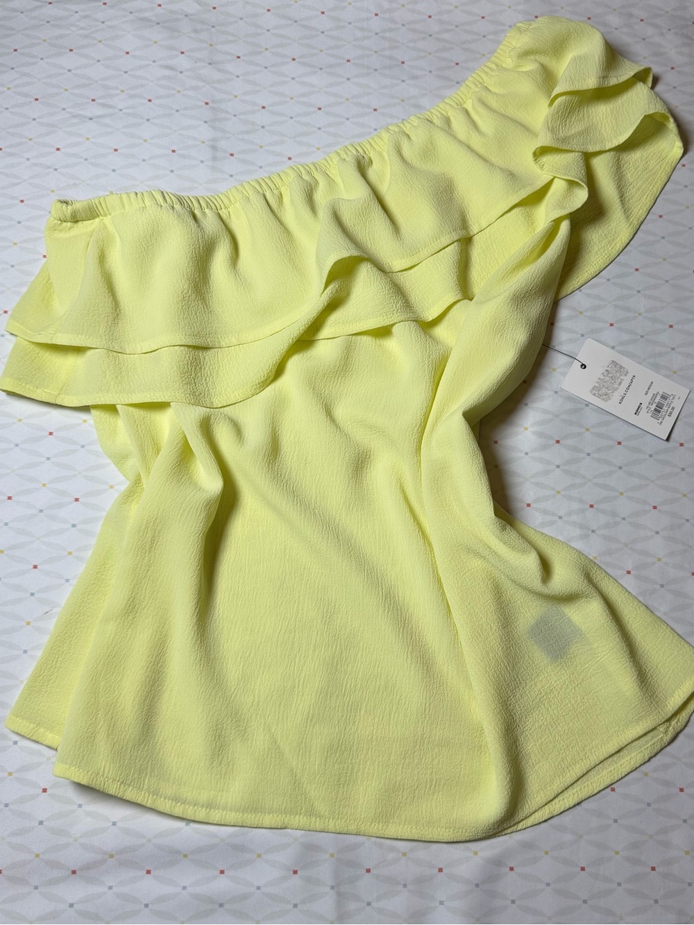 NWT Apt. 9 Yellow One-Shoulder Ruffle Top Size M